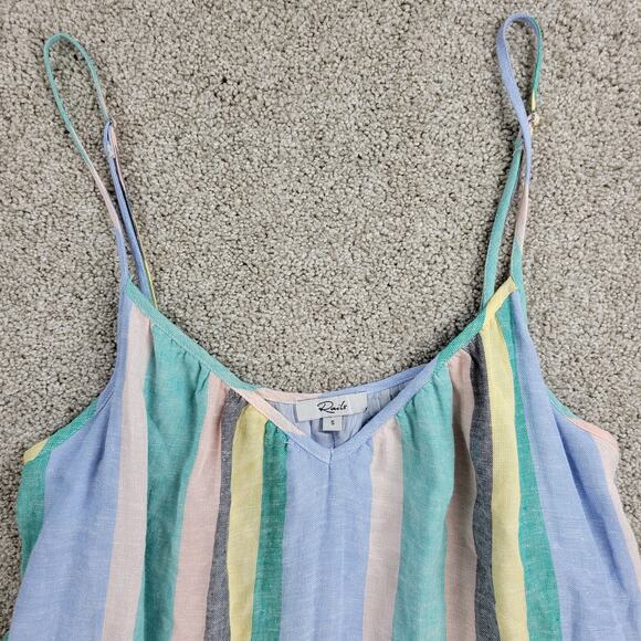 Rails Womens Ari Dress Small Blue Jamaica Stripe Spaghetti Strap V Neck Sundress - Picture 5 of 16